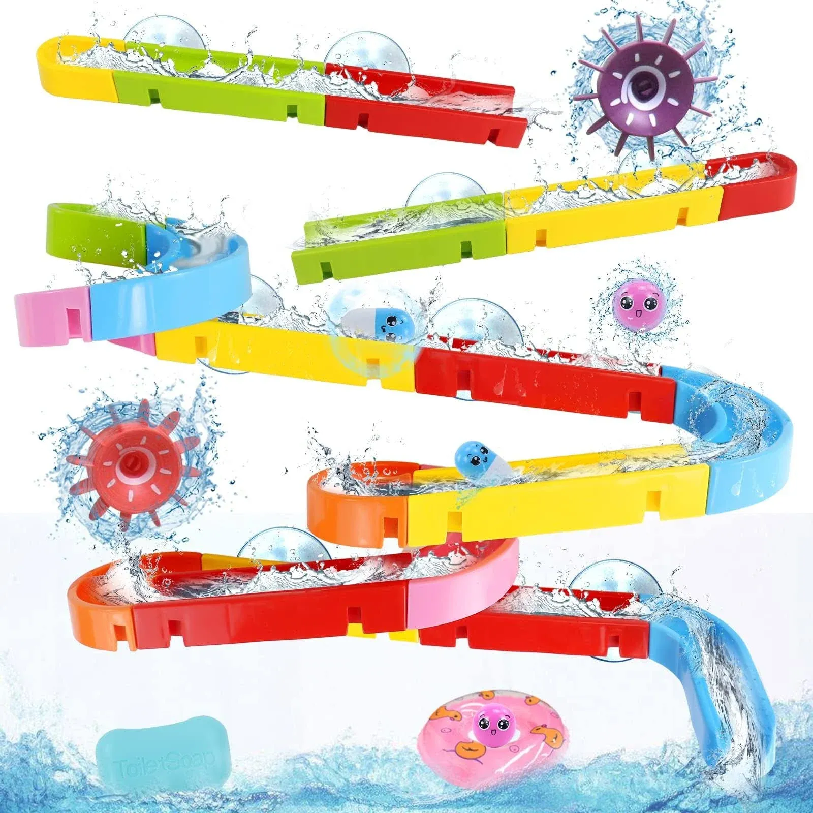 Fajiabao Bath Toys for Toddlers 3-4 Years Kids Ages 4-8 Building Track Slide Shower Water Game Bathtub Toys Birthday Gifts for 1