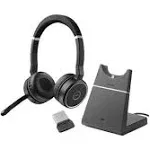 Jabra Evolve 75 MS Wireless Headset, Stereo – Includes Link 370 USB Adapter and Charging Stand – Bluetooth Headset with World-Class Speakers, Active Noise-Cancelling Microphone, All Day Battery