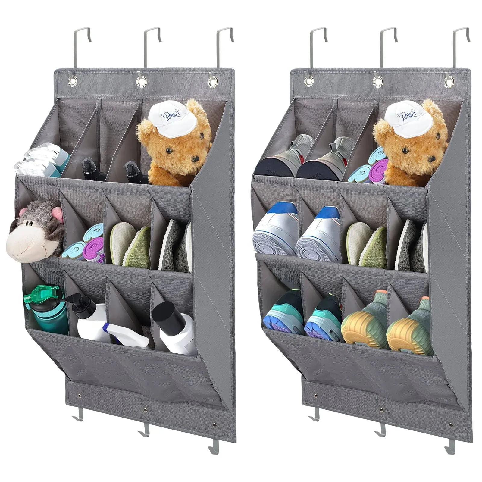 yiketary 2 Pack Over The Door Shoe Organizer, 12 Large Pockets Hanging Shoe ...