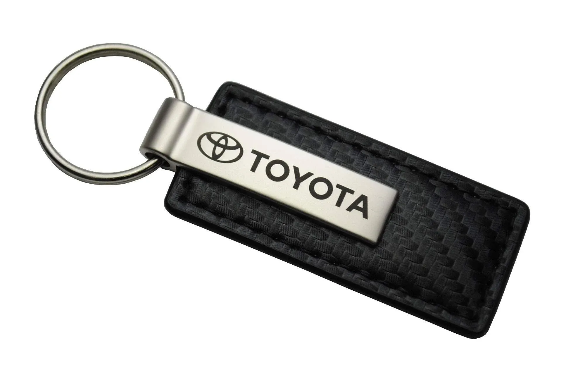 Toyota Black Carbon Fiber Texture Leather Logo Key Chain Fob Official Licensed