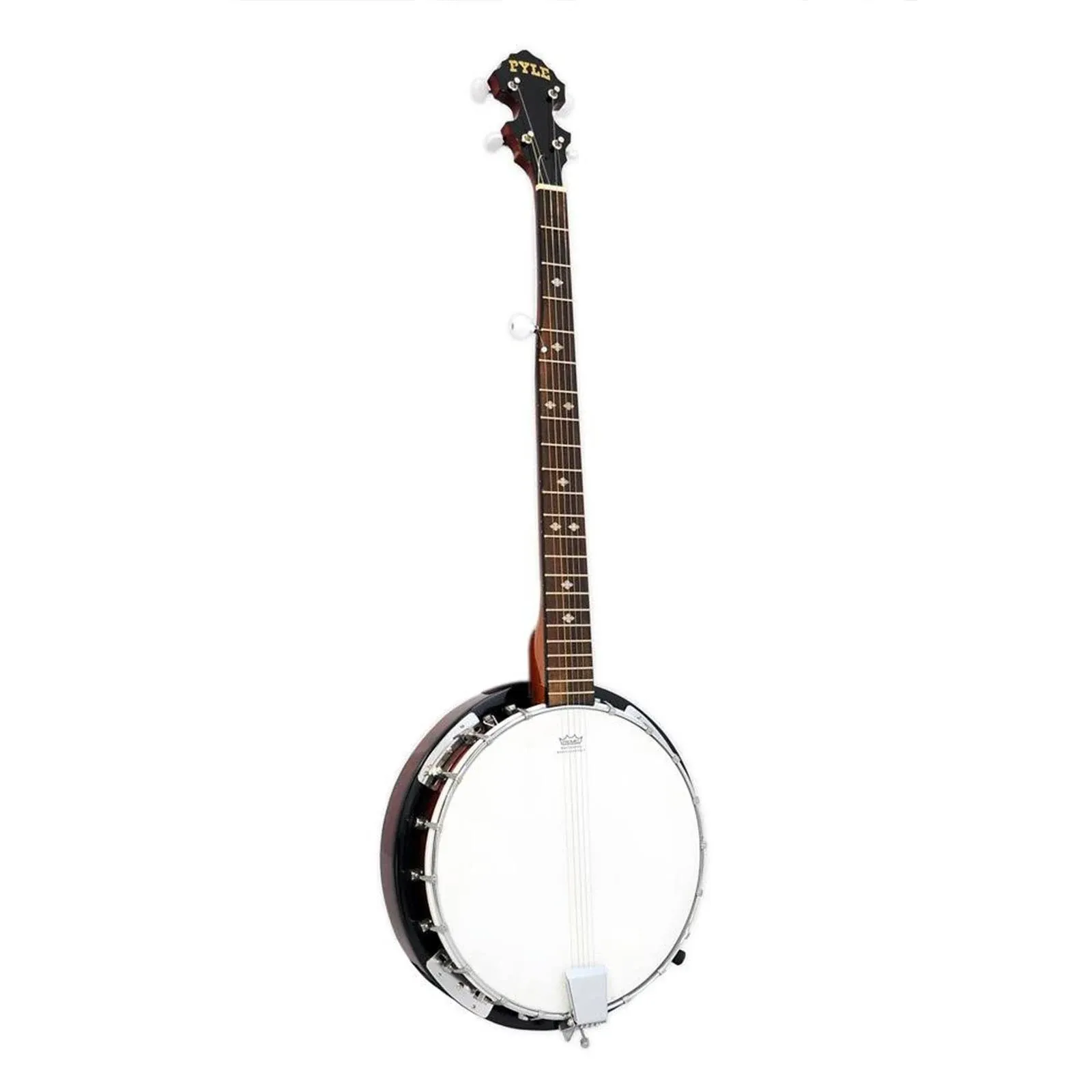 PYLE-PRO 5-String Geared Tunable Banjo with White Jade Tune Pegs & Rosewood Fretboard Polished Rich Wood Finish Maplewood Bridge Stand & Truss Rod Adjustment Tool - PBJ60