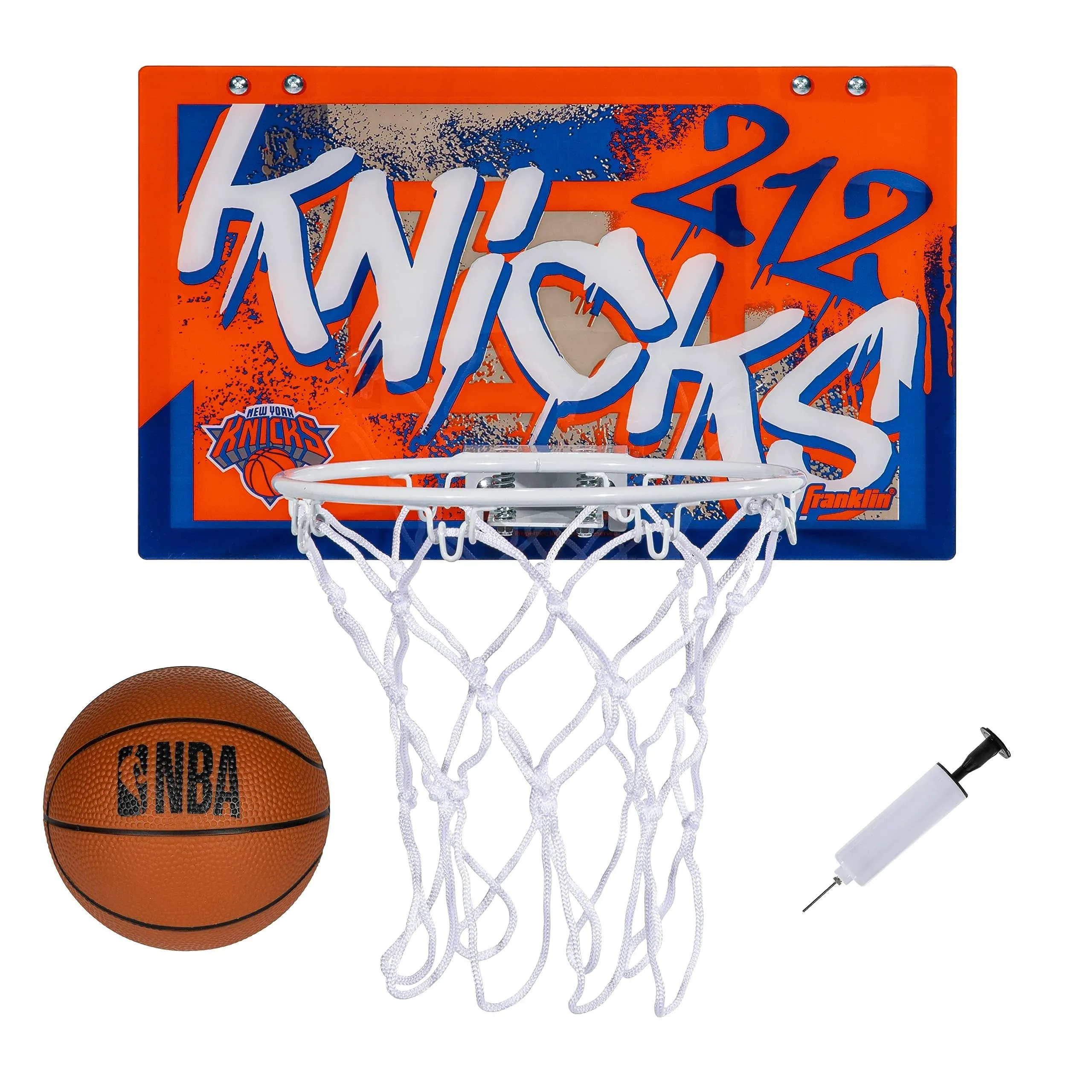 Franklin Sports NBA Team Over the Door Basketball Hoops - Kids Indoor Mini Basketball Hoop + Ball Set - NBA Fan Mini Hoops