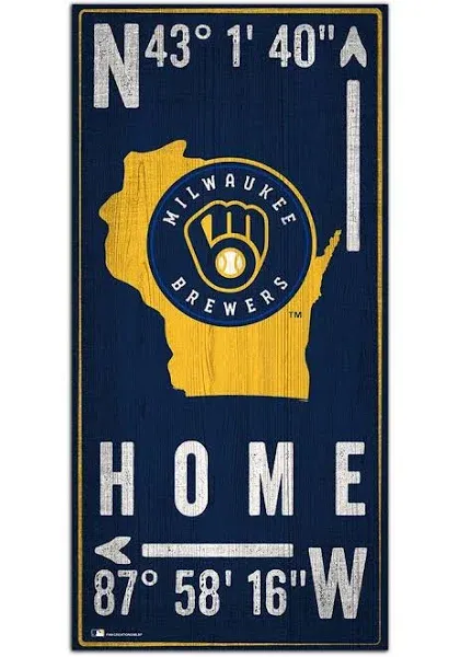 Fan Creations MLB Milwaukee Brewers Unisex Milwaukee Brewers Coordinate Sign, Team Color, 6 x 12