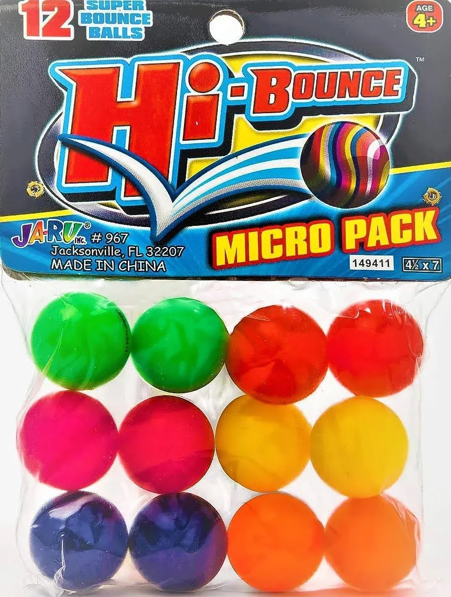 2chill Super Bouncy Balls Superballs Super Hi Bounce (Each Pack 12 Balls) Small ...