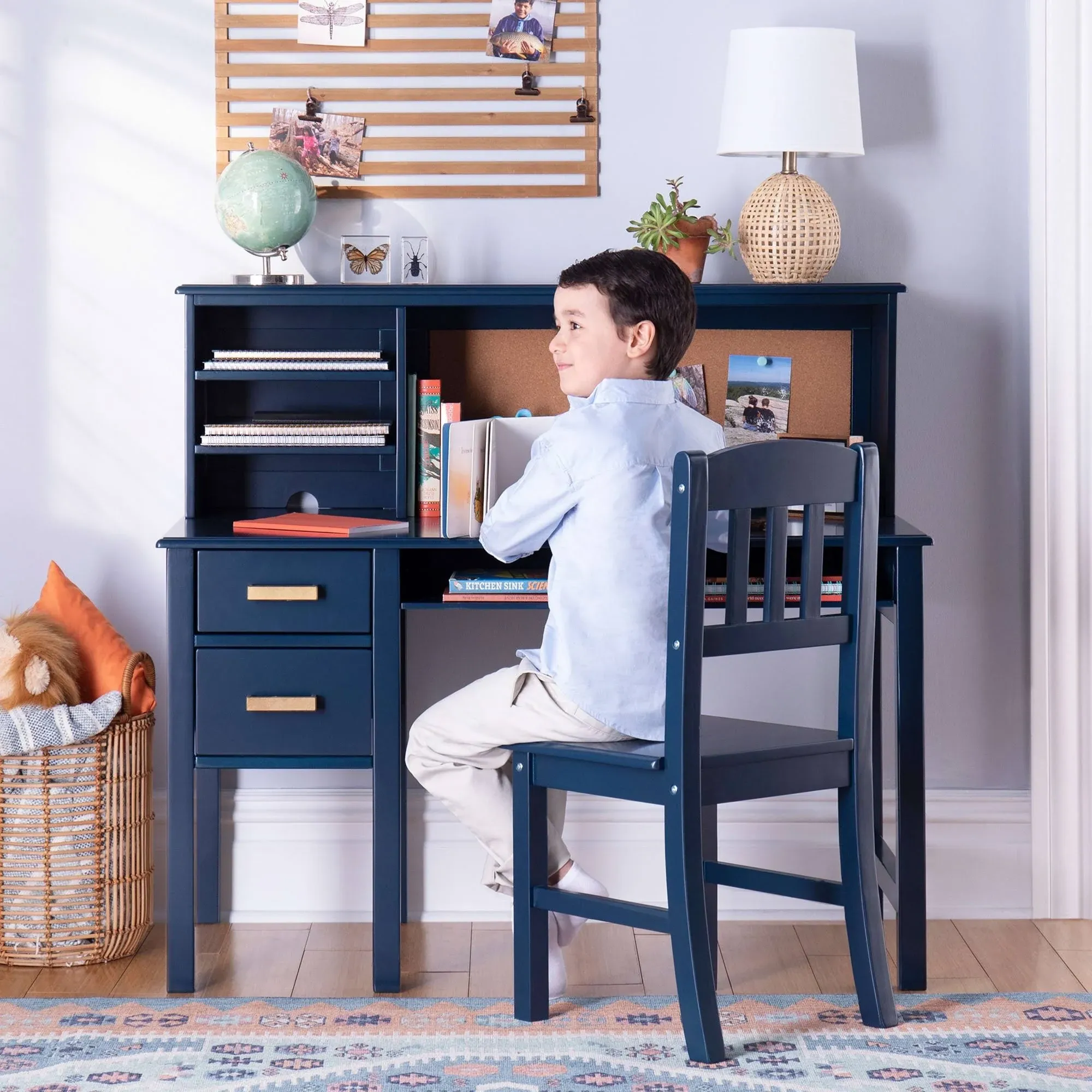 Guidecraft Kids' Taiga Desk and Hutch - Navy