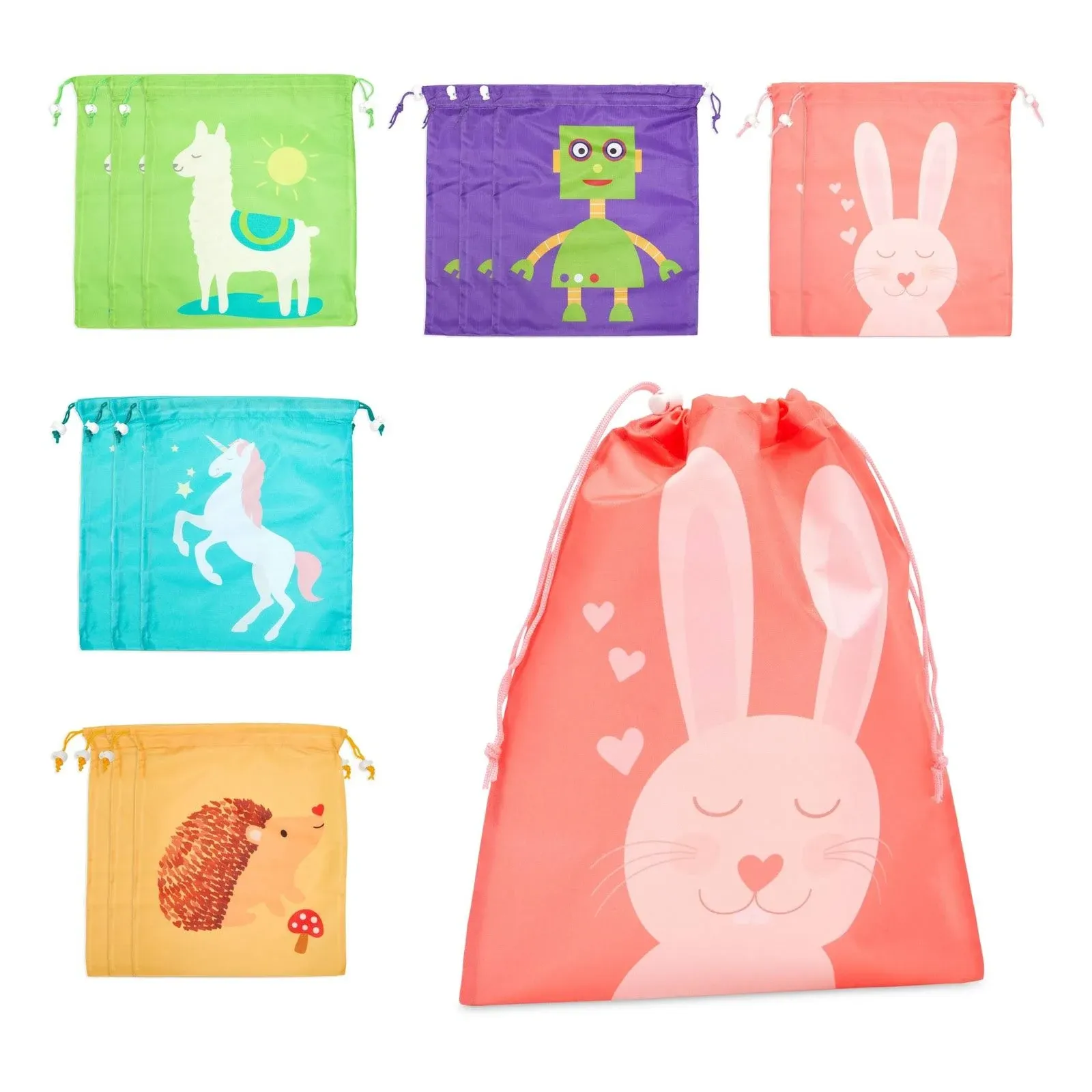 Drawstring Bags - 15-Pack Party Favor Bag for Kids Birthday, Baby Shower