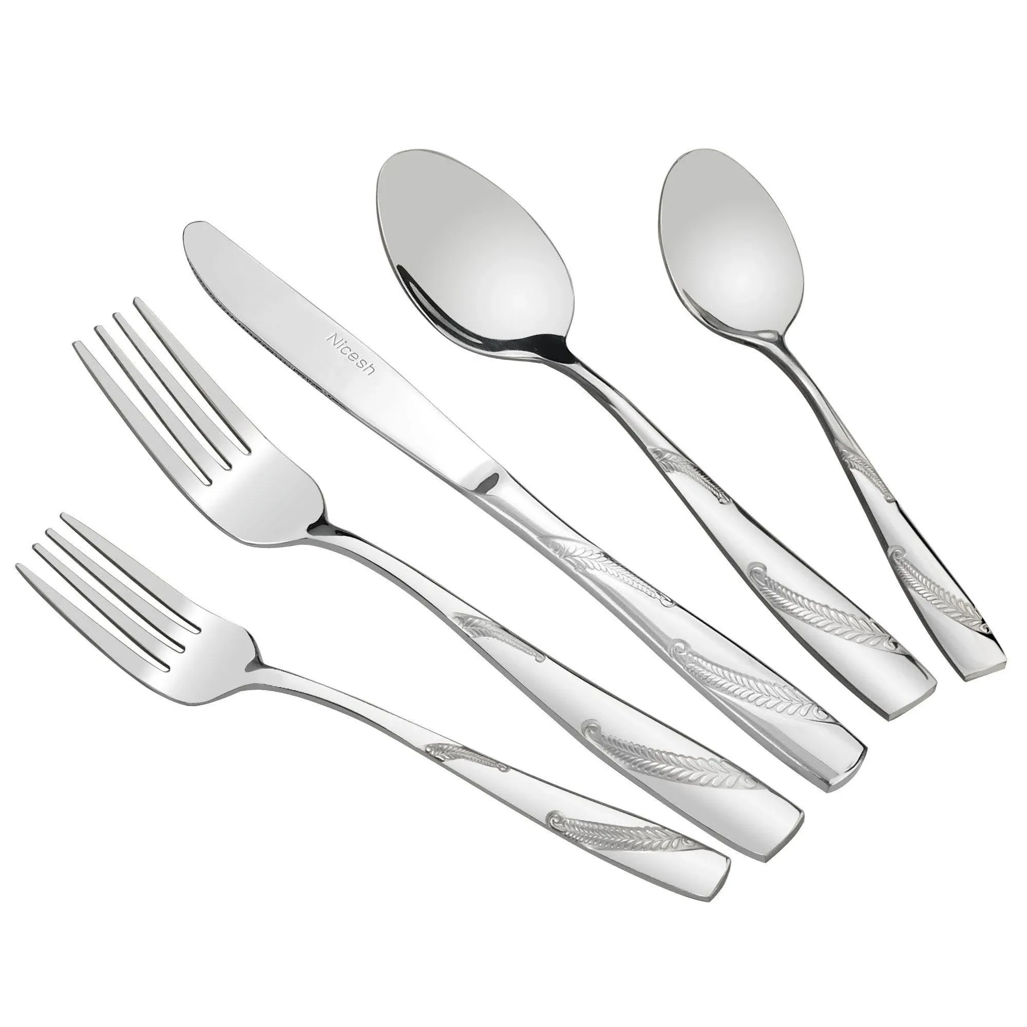 Nicesh 80-Piece Stainless Steel Flatware Set, Service for 16