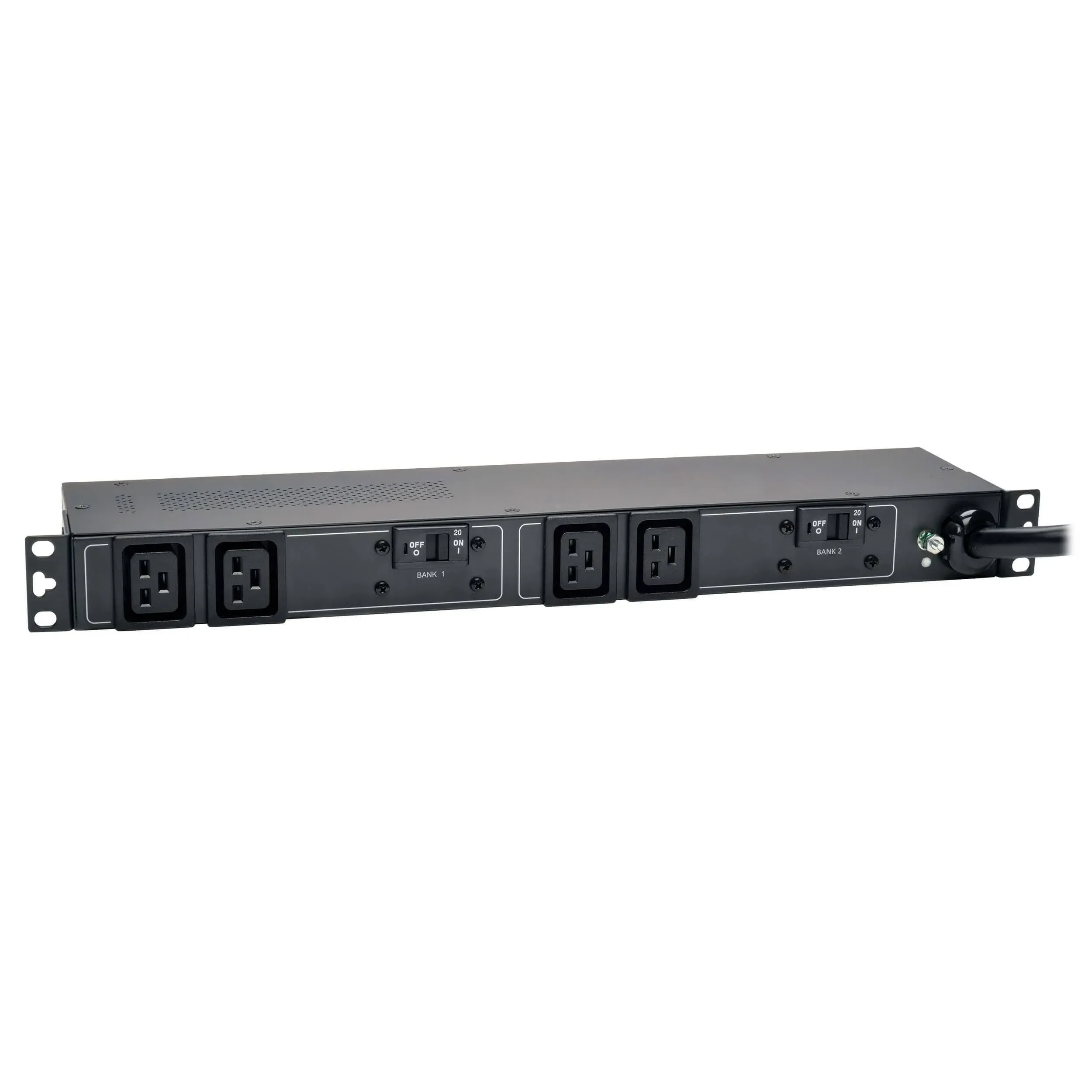 Tripp Lite Basic PDU, 30A, 4 Outlets (C19), 208/240V, L6-30P, 12 ft. Cord, 1U Rack-Mount Power (PDUH30HV19),Black