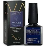 Valitic Nail Glue and Strengthener - Quick Dry Brush On Gel for Long Lasting Nails - Adhesive Bond for False Nails - Strengthener for Nail Tips - 1