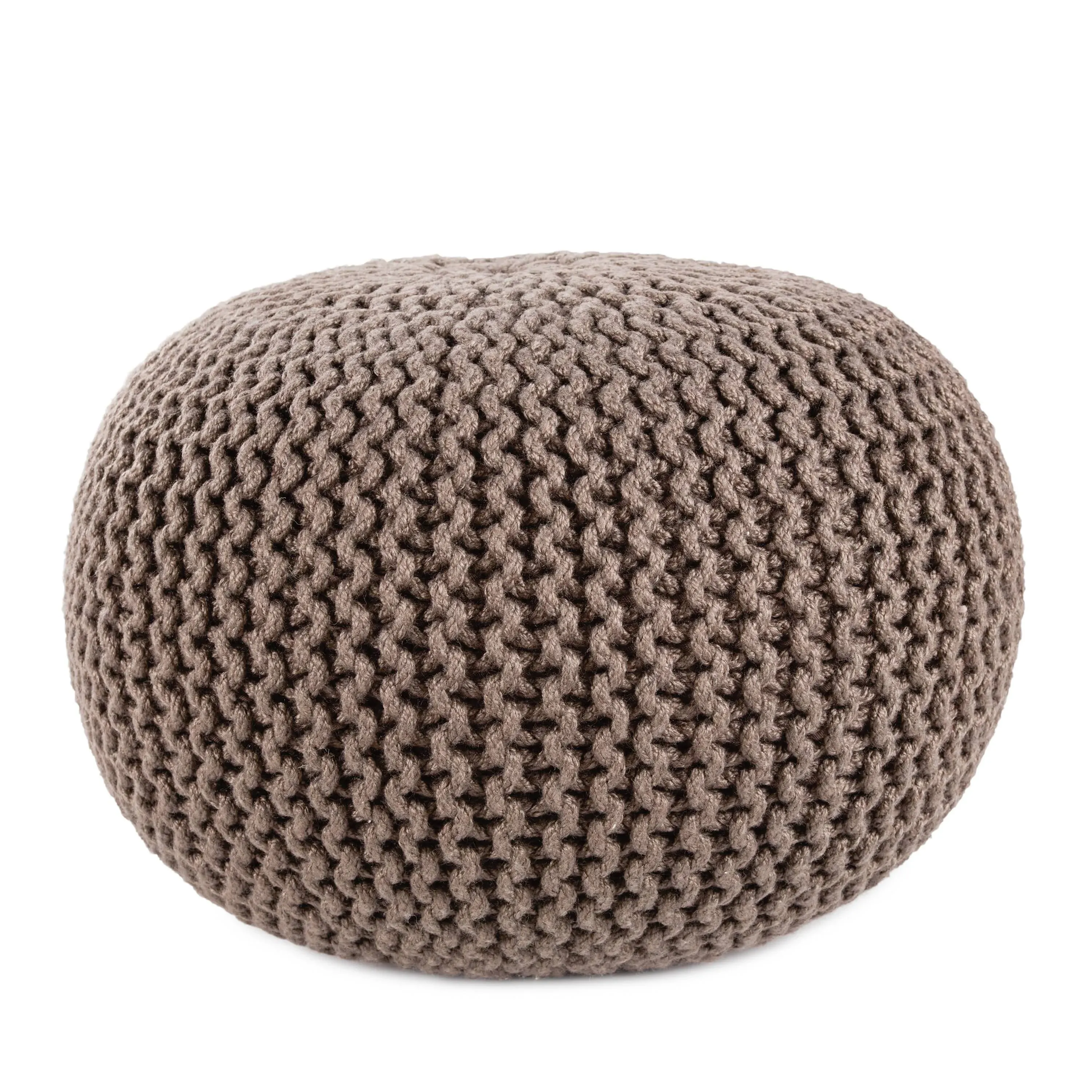 Jaipur Asilah 20&quot; Wide Dark Taupe Solid Round Pouf Ottoman | www.lampsplus.com