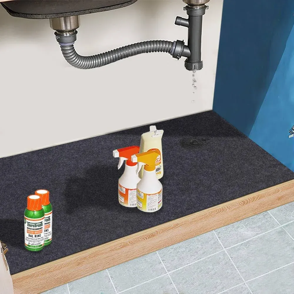 Under The Sink Mat,Cabinet Mat – Absorbent/Waterproof – Protects Cabinets, Premium Shelf Liner, Contains Liquids,Washable (24"×30")