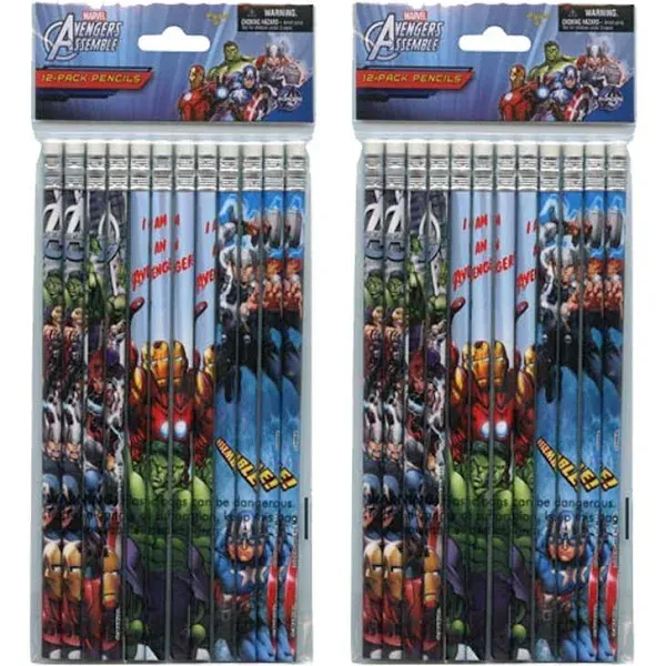 karacter Box 2-Pack, Marvel Avengers 12 Pack Wood Pencils