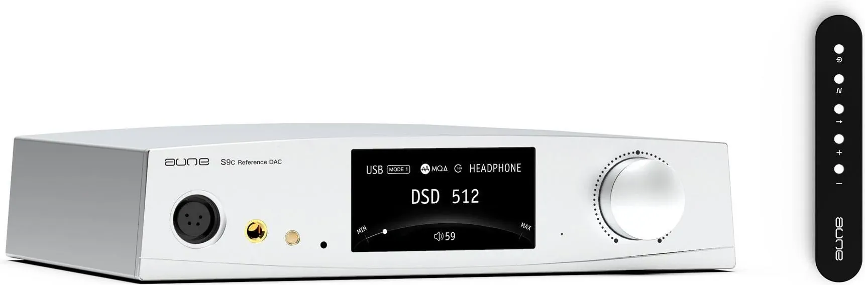 aune S9c Pro DAC with Headphone Amp, 10MHz Clock Input, 32bit/768kHz/DSD512/MQA, Dual-DAC Chip, 6.35/XLR/4.4 Jack, PLL/Clock Sync Tech/Twin JFET, for PC/Speaker/Home Audio (Silver)