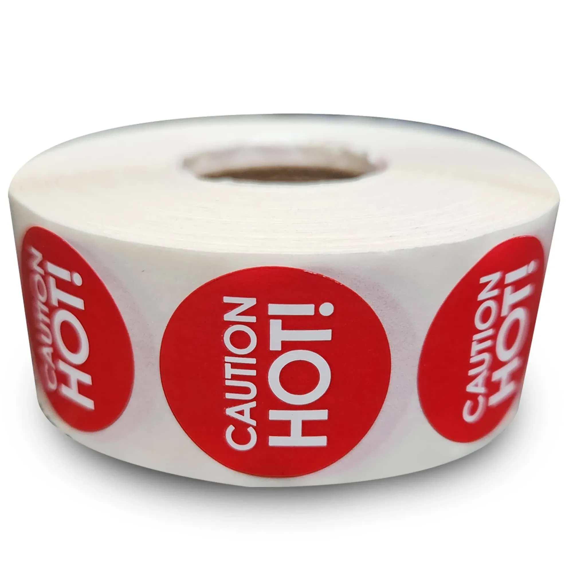 1000 Stickers/Roll &#034;Caution HOT&#034; Permanent 1 Inch Label Sticker 