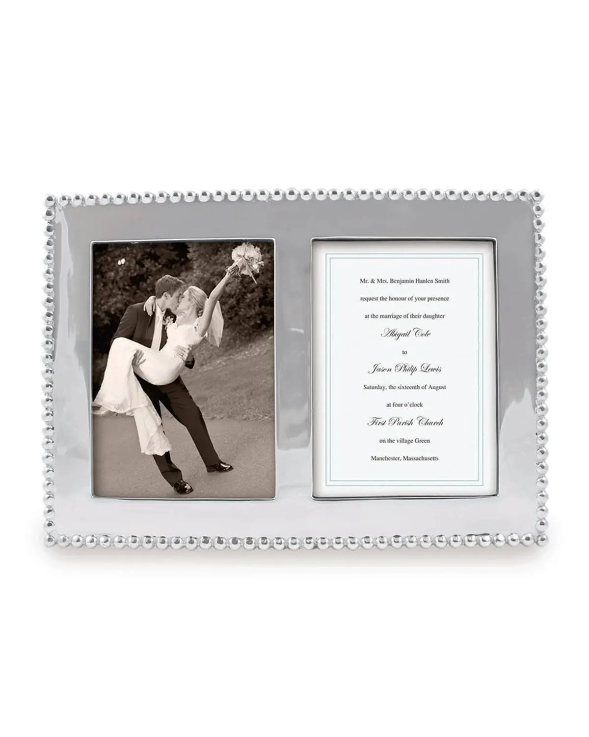 Pearled Double Picture Frame,  5"x 7"