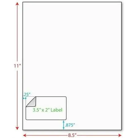 3-1/2&#34; x 2&#34; (3.5&#34; x 2&#34;) Integrated Laser Label Form Sheets, 1 Label Left Side (Carton of 1000)