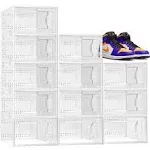 Clear Shoe Boxes Stackable Shoe Storage Boxes with Lids,12 Pack Shoe Boxes Cl...