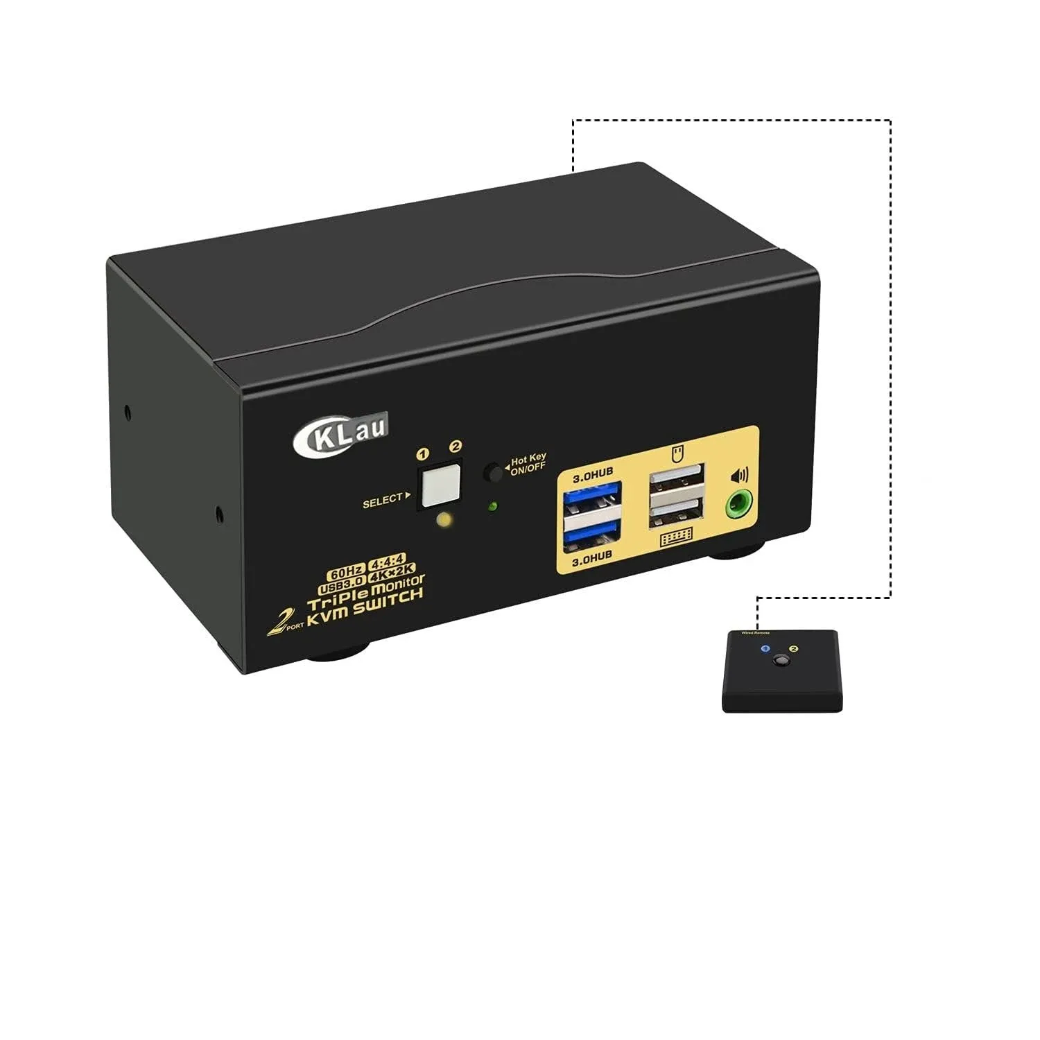 CKLau 4K@60Hz 2 Port HDMI KVM Switch Triple Monitor with Audio CKLau-923HUA-3