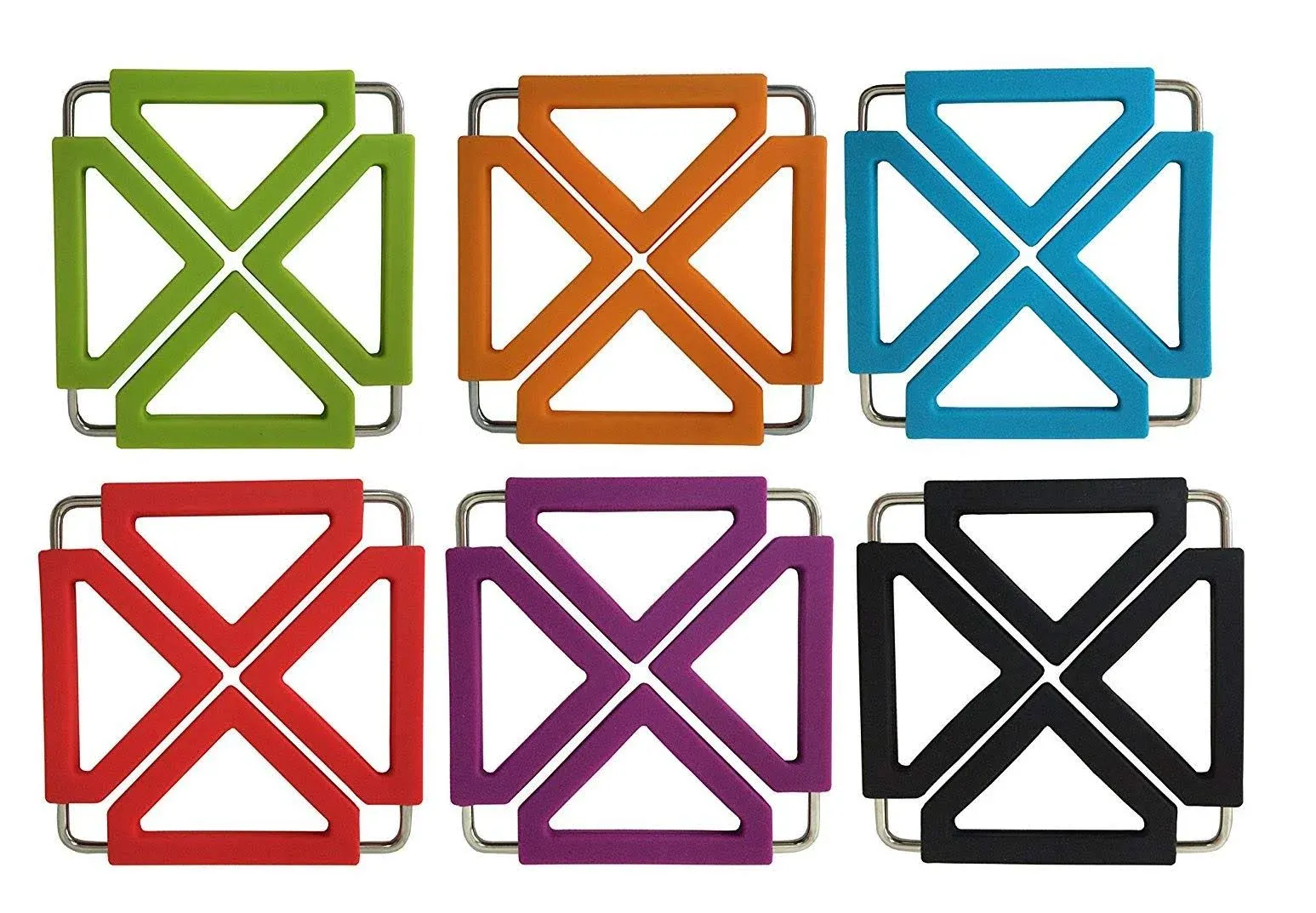 TENTA Kitchen Utility Foldable Silicone Trivets, Expandable/Collapsible (Suqare trivets Set of 6)