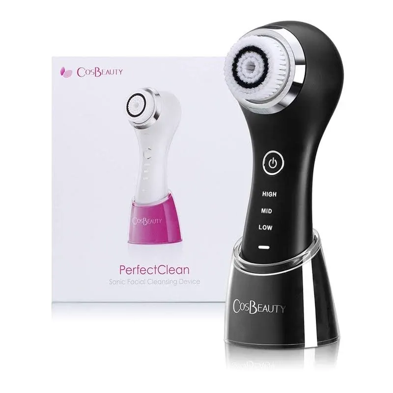 COSBEAUTY Sonic Facial Cleansing Brush Gentle Exfoliator Deep Cleansing Brush Electric Face Scrubber with 5 Brush Heads