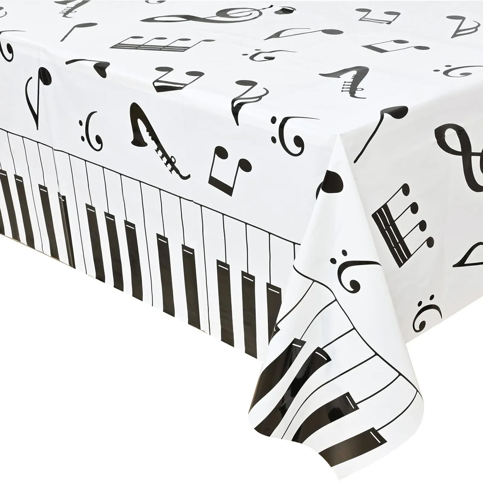 2 Pcs Music Notes Tablecloth Piano Music Plastic Table Cover 87 x 51 Inches Musical Theme Birthday Decorations for Music Party Supplies