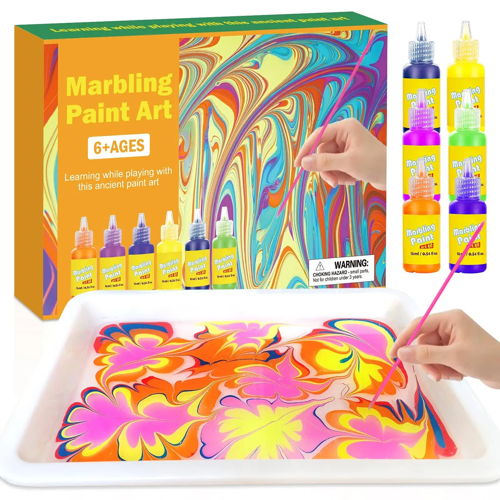 MFJL Marbling Paint Crafts Kit for Kids - Arts and Crafts for Girls & Boys - Ideas Art Kits for Kids Age 3-5 4-8 8-12 (Paint on Water)