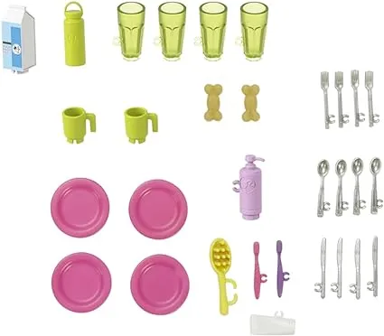 Replacement Parts for Barbie Doll Dream Camper Vehicle Playset - HCD46 - Replacement Bag of Dishes, Silverware and Beauty Products