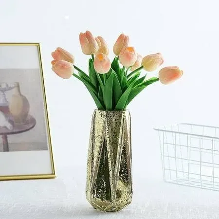 10 Stems Peach Real Touch Artificial Foam Tulip Flower Bouquets 13"