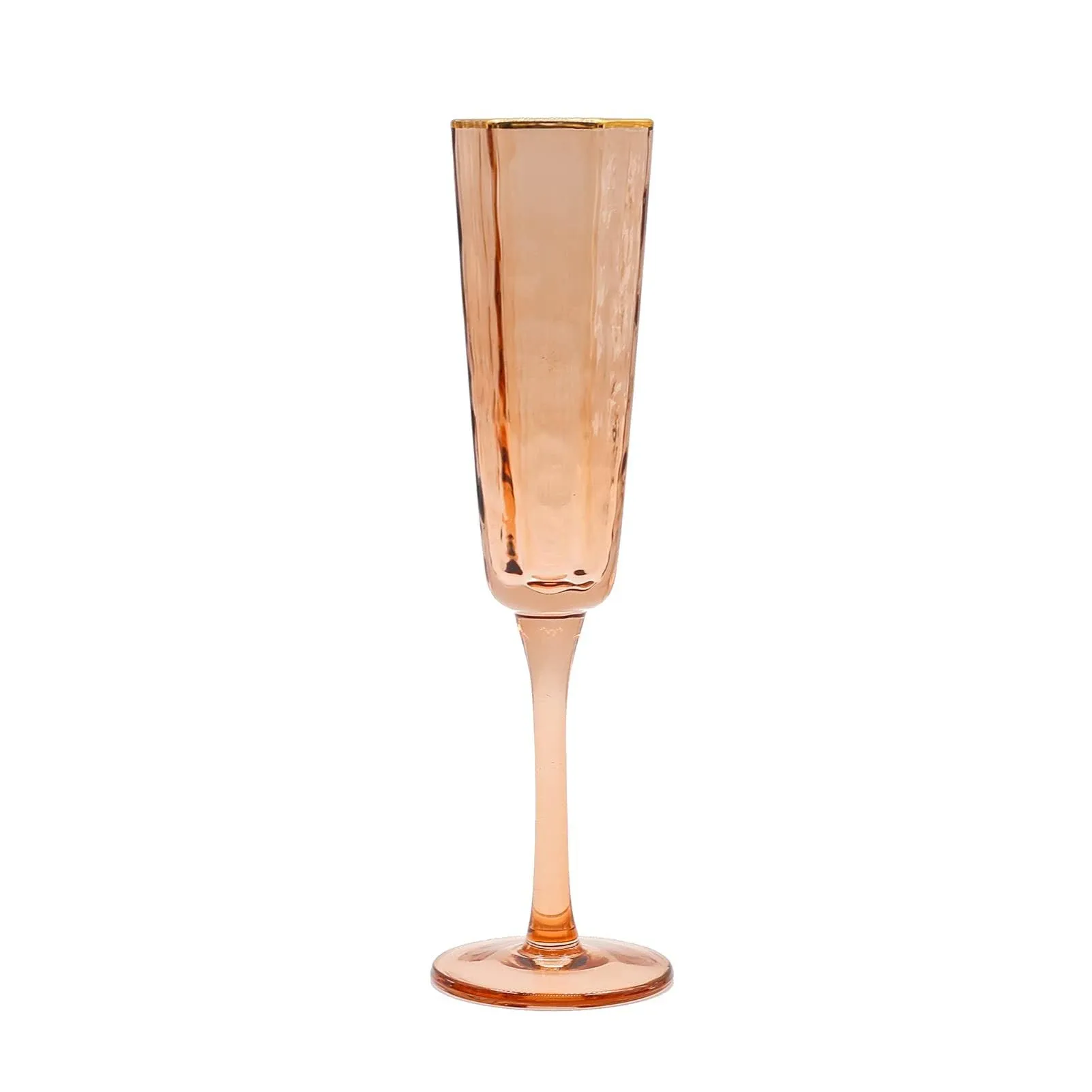  Hand Blown Gold Rimmed 4.06oz, Hexagon Diamond Glassware, Home Champagne Glass