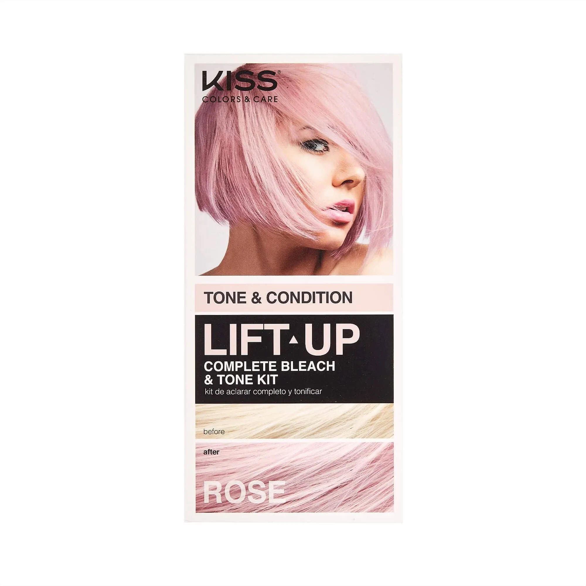 KISS Lift Up Complete Hair Bleach Kit with Revitalizing Plex Serum, Strengthen and Protect Hair, 6-Pc Kit Includes Powder Lightener, Creme Developer & More