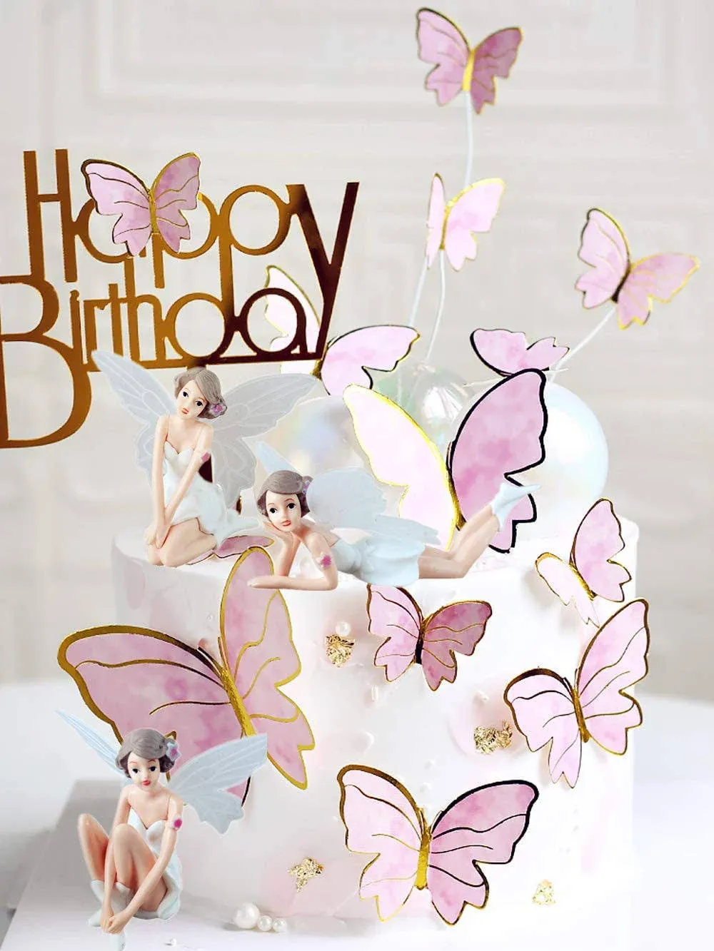 14 Pcs Fairy Cake Decoration Fairy Butterfly Party Happy Birthday New