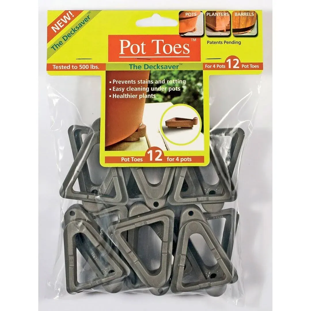 Bosmere Pot Toes, Plant Pot Risers for Indoor and Outdoor, Prevent Stains and Rotting on Wood, Cement, and Tile - Dark Gray (Pack of 12)