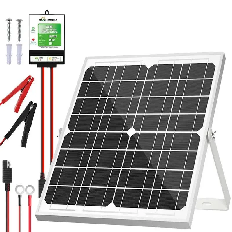 Solar Panel Kit 20W 12V, Solar Battery Trickle Charger Maintainer + Upgrade Cont