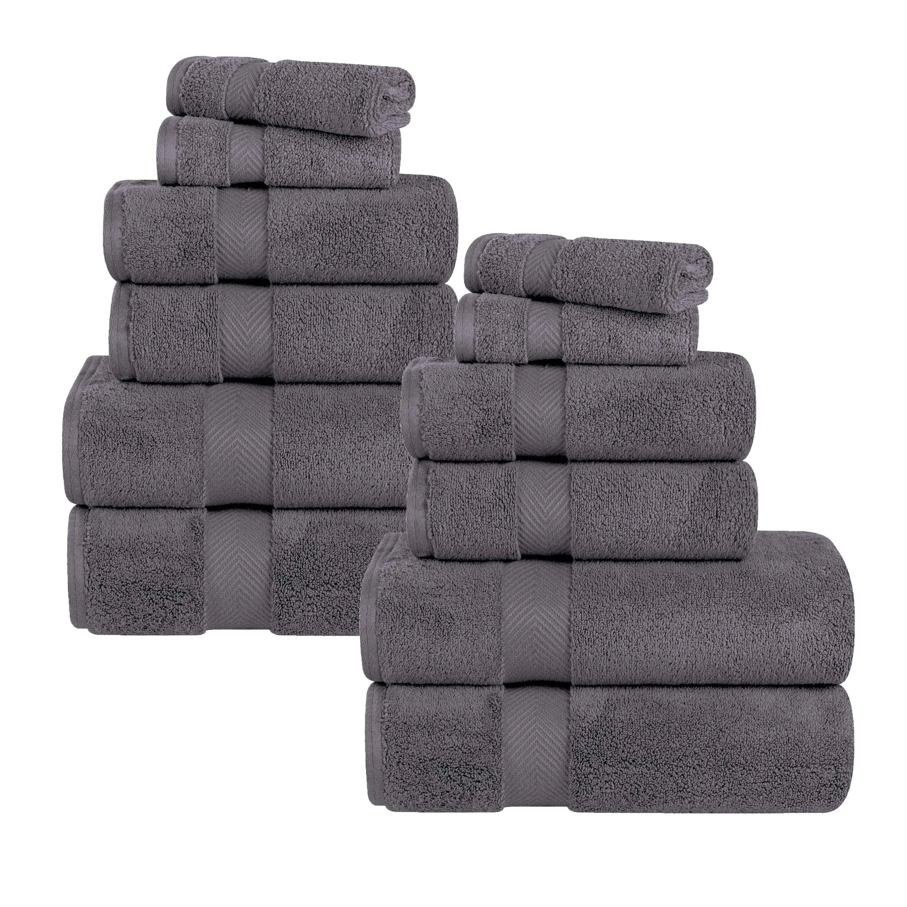 Superior Zero Twist Cotton Soft Absorbent 12 Piece Assorted Towel Set