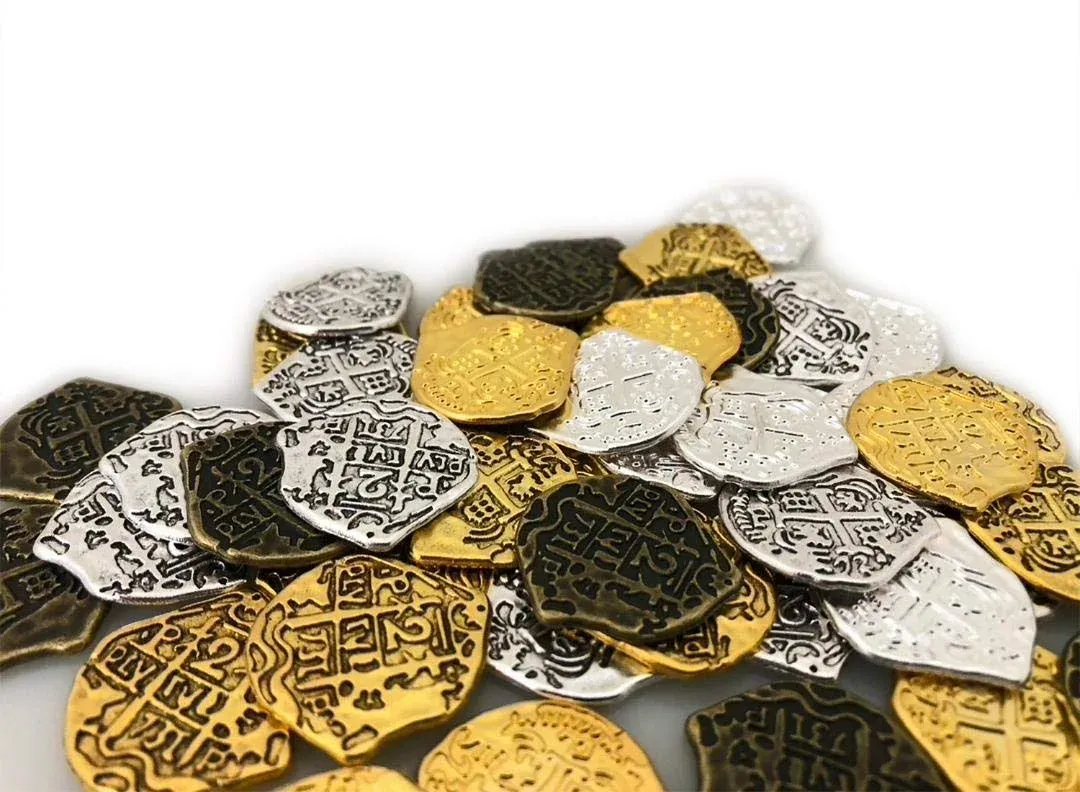 Pirate Coins - Lot of 100 Toy Gold Silver Doubloon