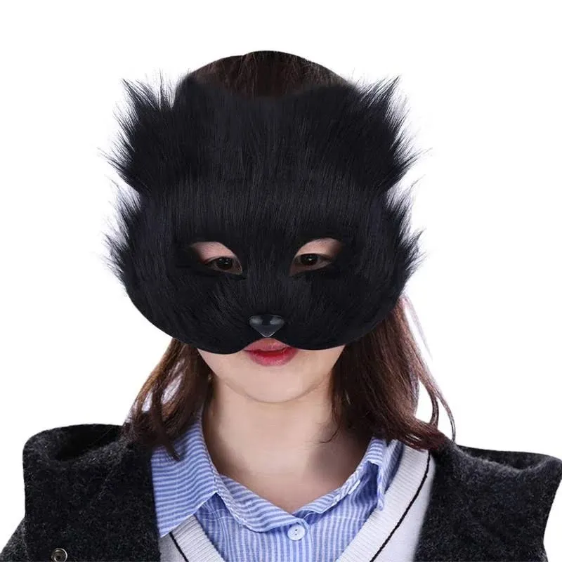 Mask Halloween Fox Mask Cosplay Costume Half Face Animal Furry Party Christmas Eye Cat Masks Easter Half-Face Masks