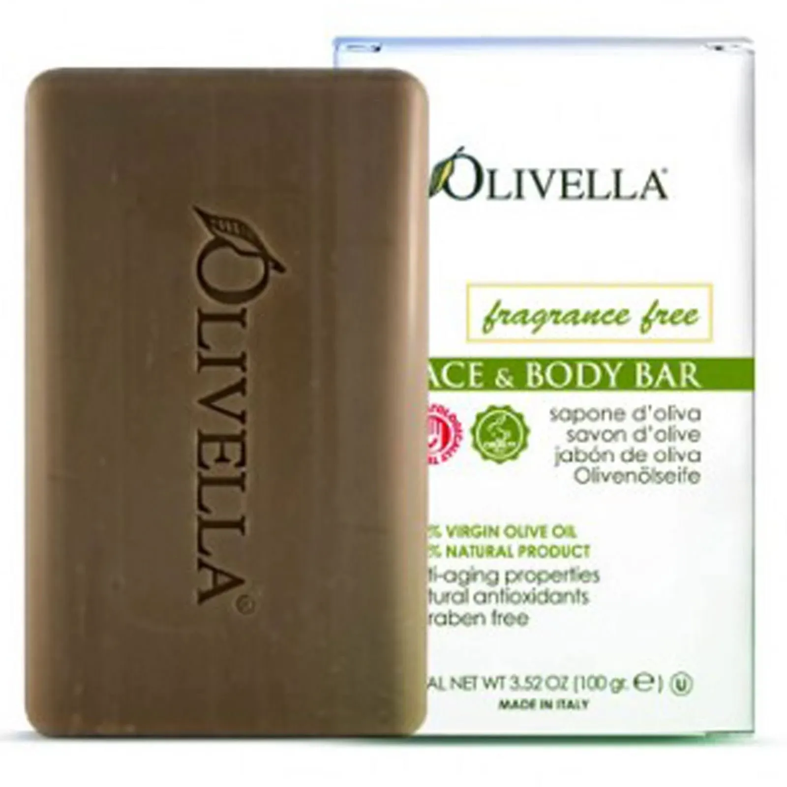 Olivella Fragrance Free Face And Body Bar 3.52 Oz