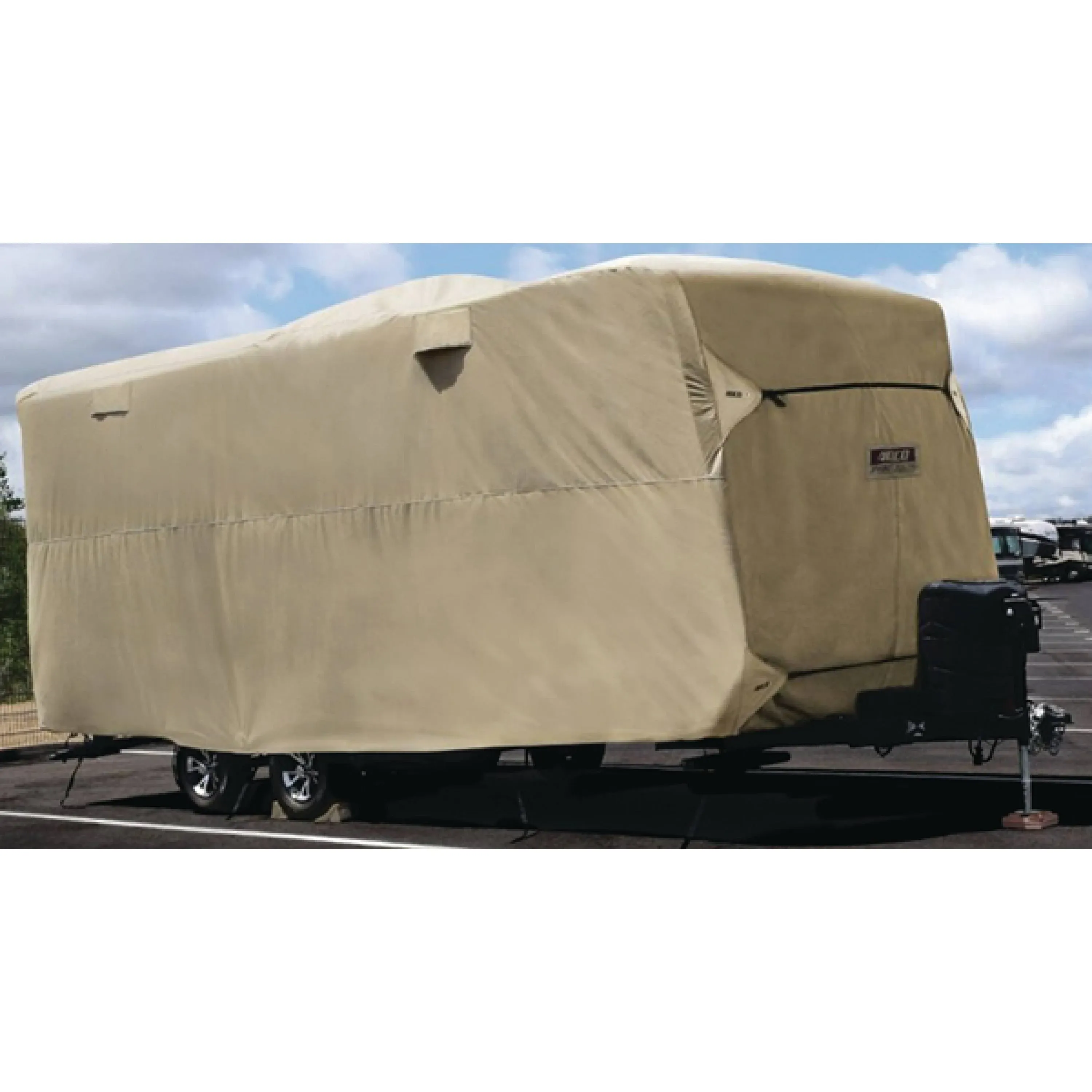 ADCO by Covercraft 74839 Storage Lot Cover for Travel Trailer RV, Fits 15'1"-18', Tan