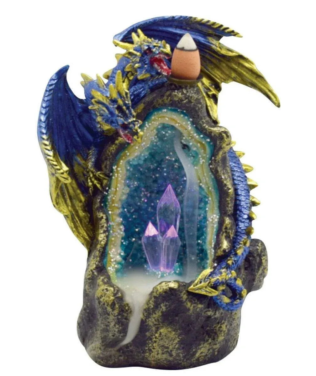 Dragon Backflow Incense Burner w/ LED - Polyresin / 6&#034;