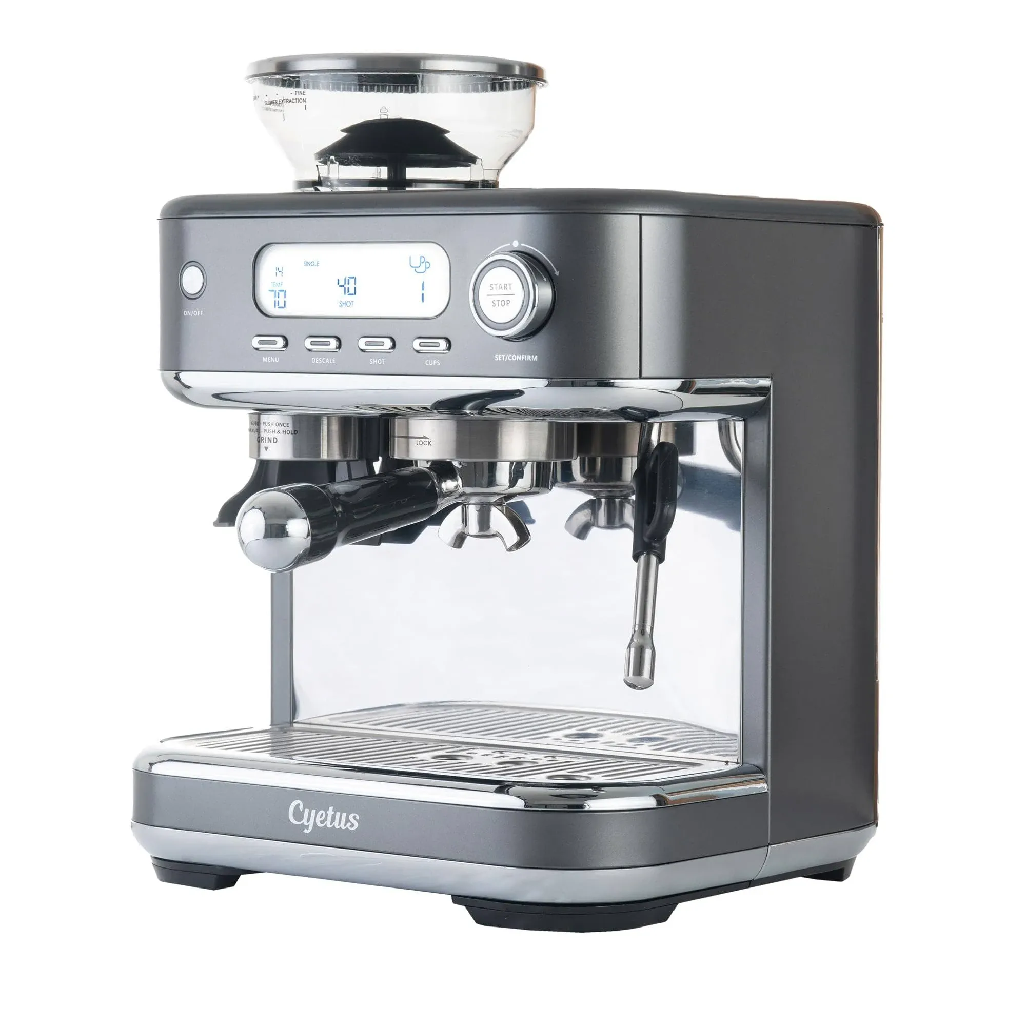 CYETUS Espresso Machine with Grinder and Milk Steam Wand, Automatic Espresso Machines, Coffee Maker All in One Espresso Machine For Home Barista, Brushed Stainless Steel