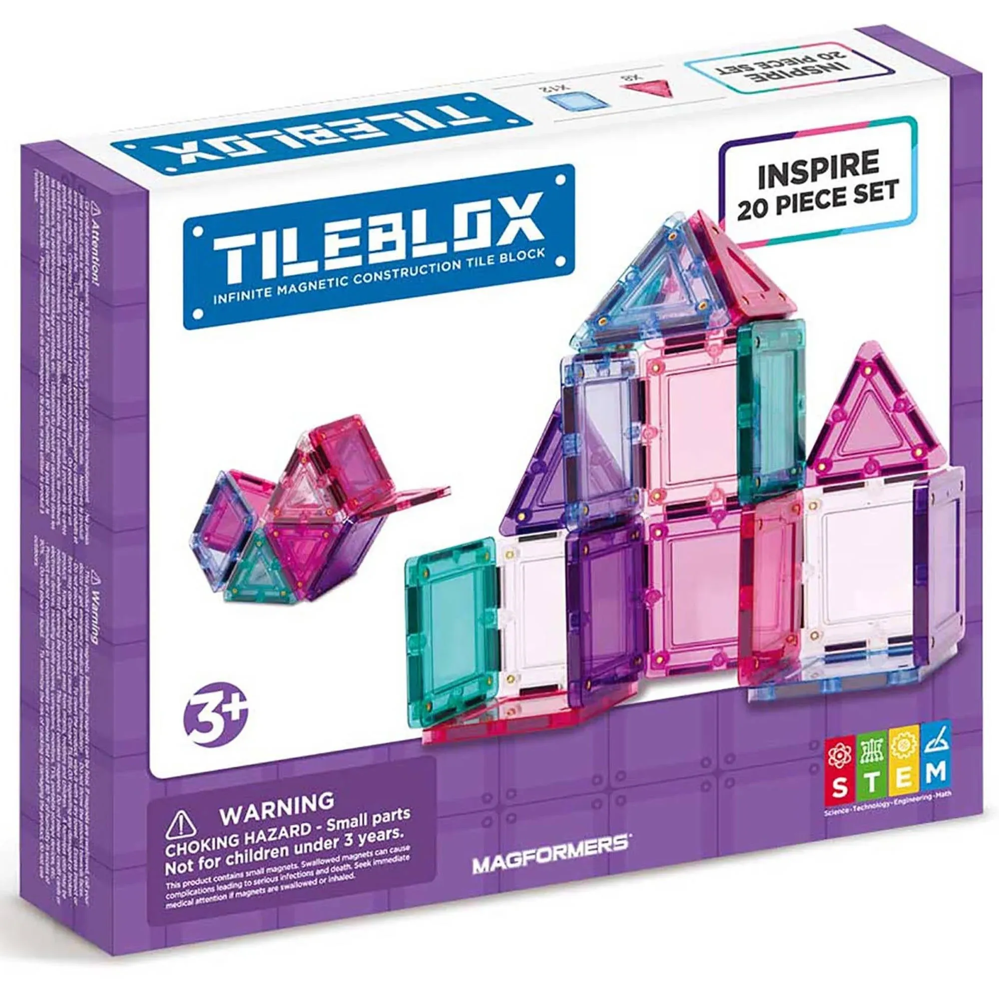 Tileblox Inspire (20 Piece) Set Magnetic Building Blocks, Educational