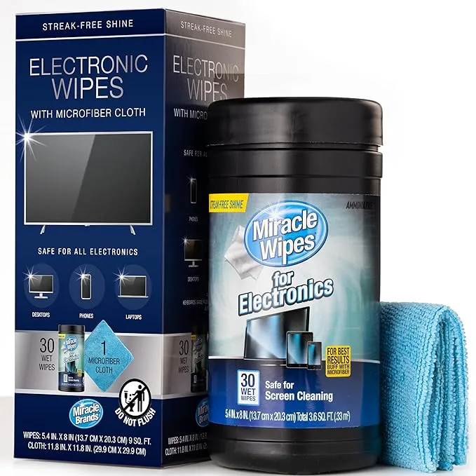 MiracleWipes for Electronics Cleaning - Screen Wipes Designed for TV, Phones, MO