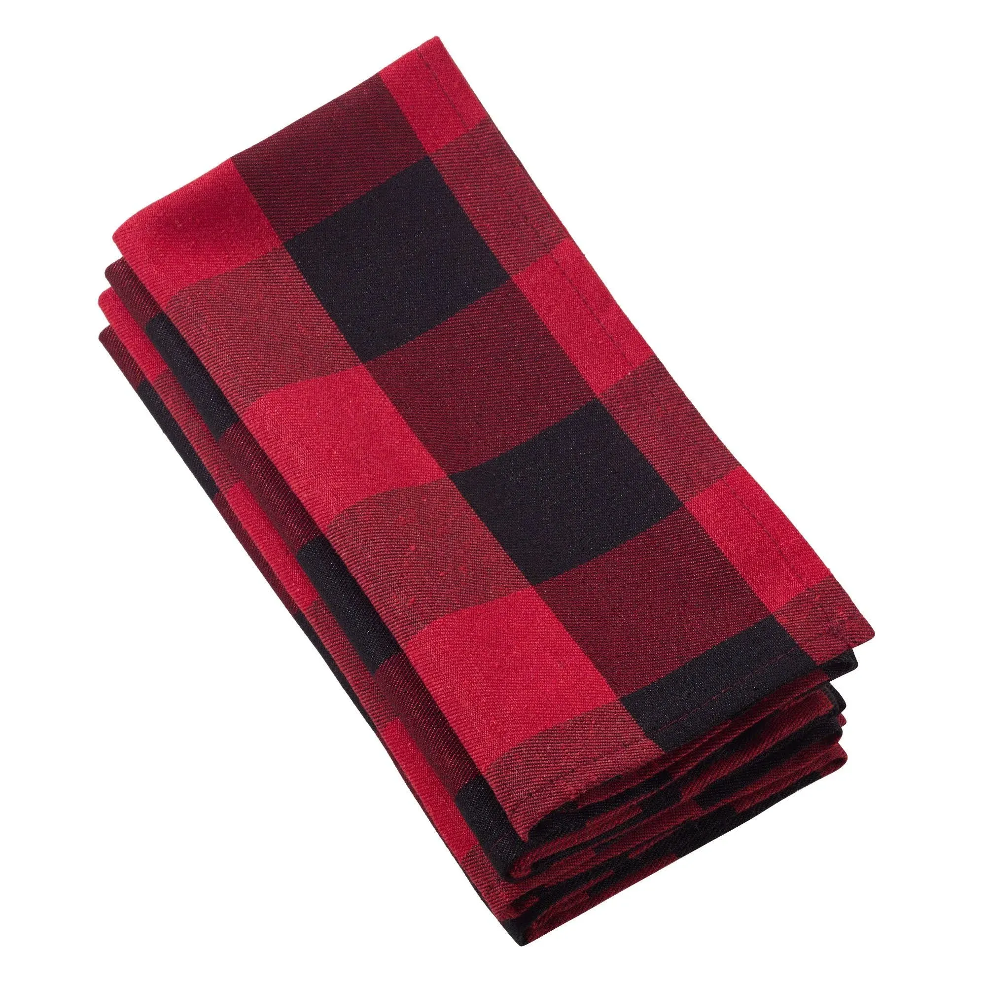 Saro Lifestyle Cotton Blend Buffalo Plaid Table Napkins (Set of 4), 20", Red