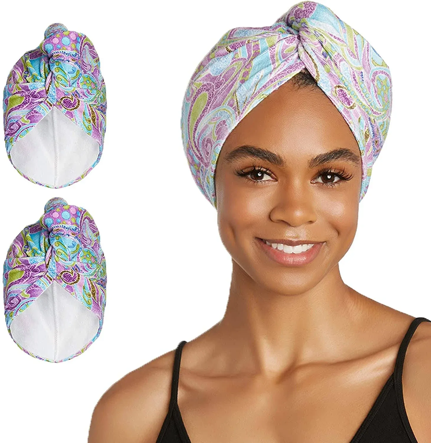 Turbie Twist Microfiber Hair Towel Wrap, Purple Paisley