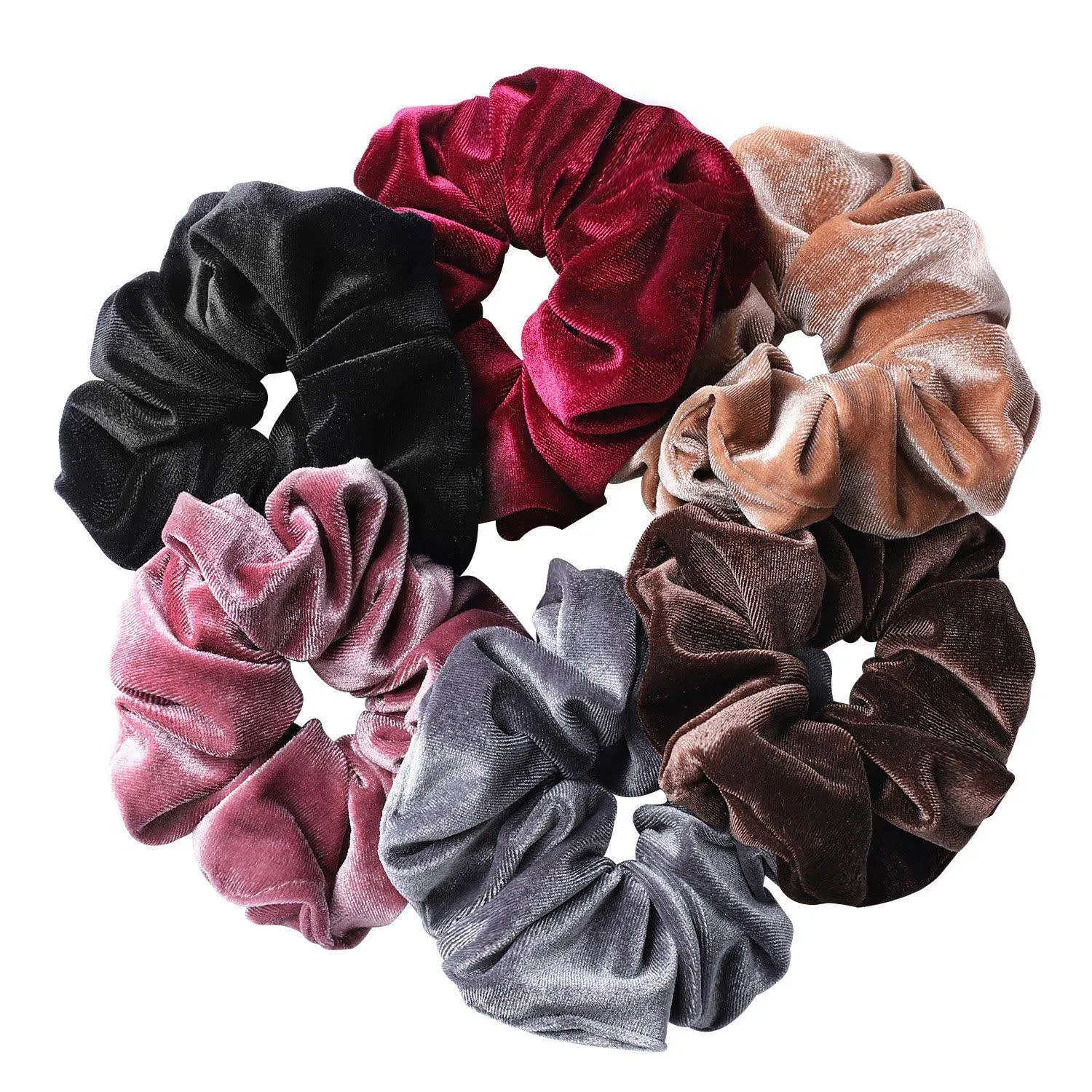 Whaline 6 Big Hair Scrunchies Velvet Elastics Large Hair Bobble Scrunchy Hair ...