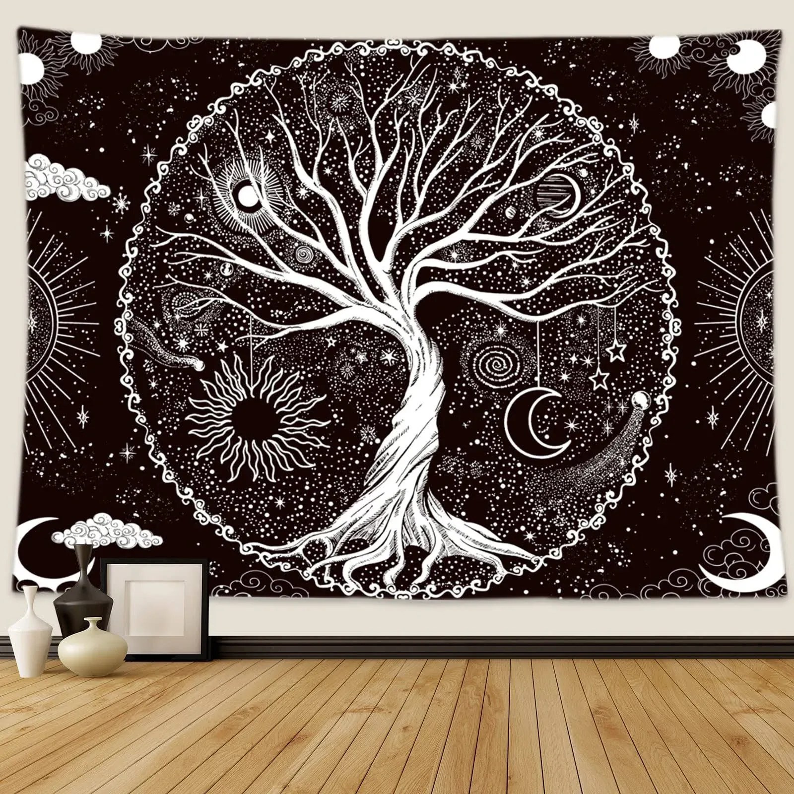 Wonrizon Tree of Life Tapestry,Black and White Galaxy Space Tapestries Aesthetic ...