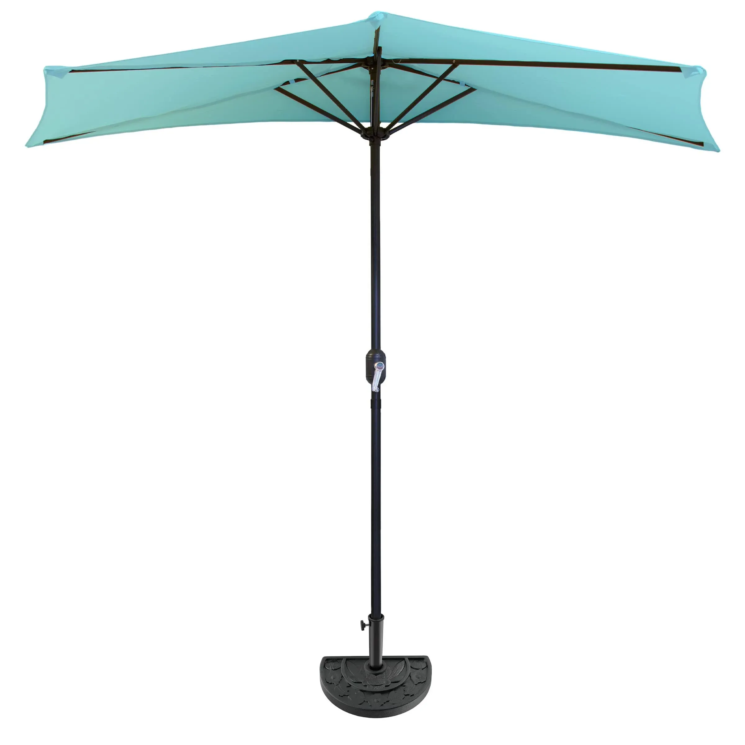 9 Ft Semicircle Patio Umbrella with Base, Blue