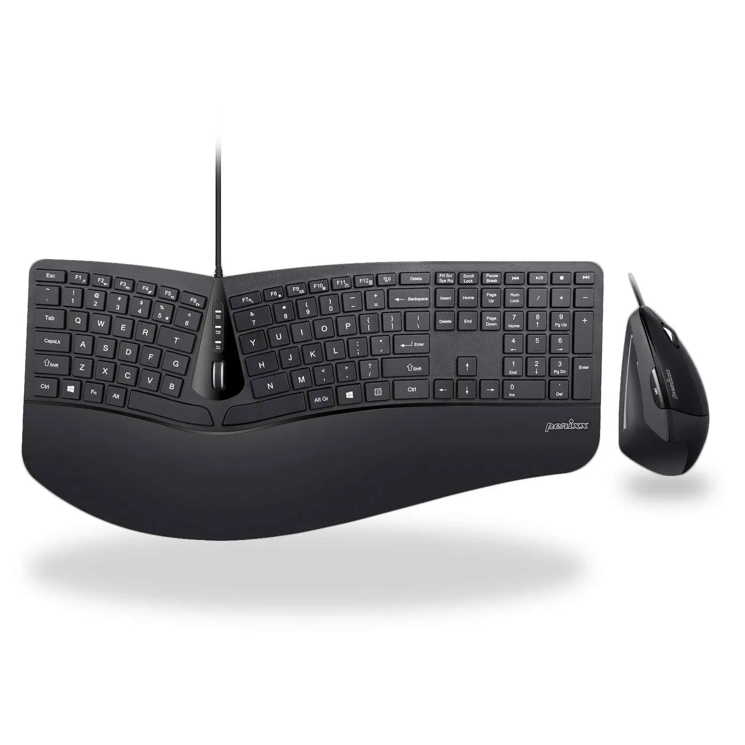 PERIDUO-505 - Wired Ergonomic Set Keyboard Mouse Detachable Palm Rest