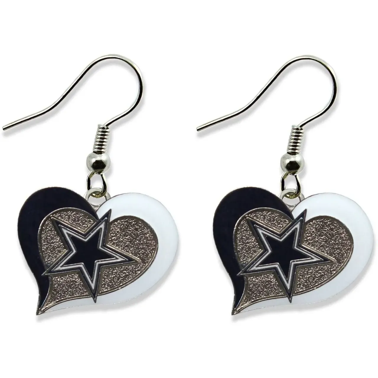 Aminco NFL Dallas Cowboys Swirl Heart Earrings