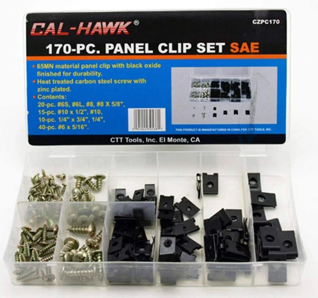 170-Pc. Door Panel  U-Clip Screw and Auto Dash Trim Metal Clip Set